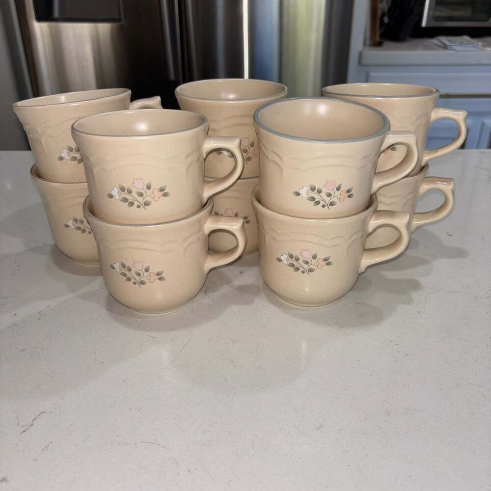 Vintage Pfaltzgraff Remembrance Set of 10 Mugs